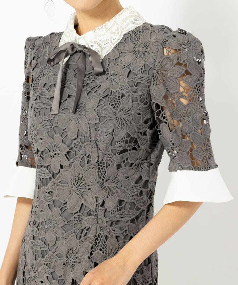 Leja レジャ パールカラーボウタイフラワーレースフィッシュテール