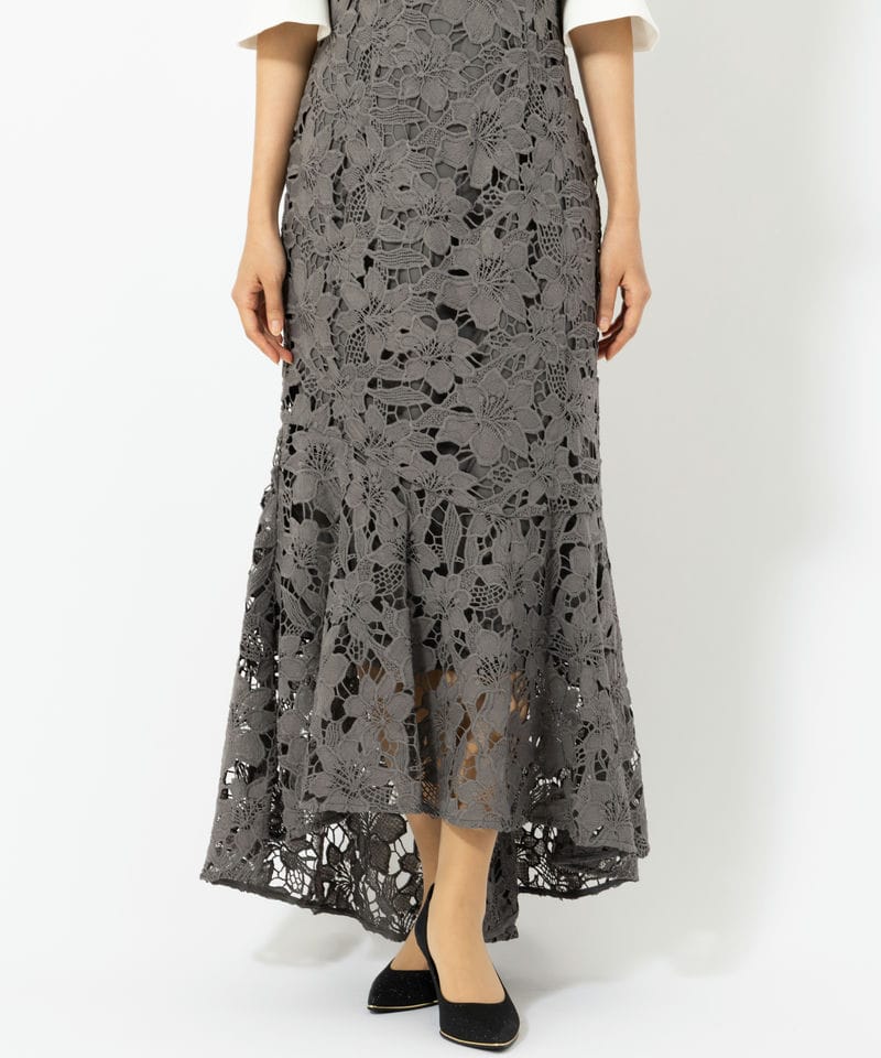 Leja レジャ パールカラーボウタイフラワーレースフィッシュテール