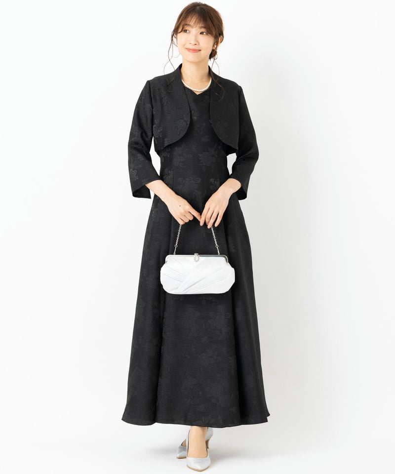 Select Shop 【マザーズドレス】バラ柄シャンタンアンサンブルドレス