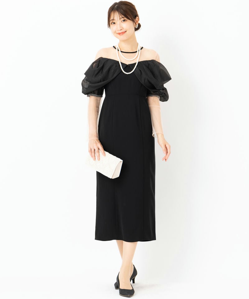 Select Shop オフショルダーIラインドレス ブラック系 | 結婚式