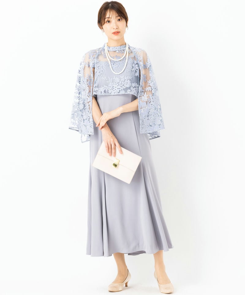 anuans アニュアンス エンブロイダリーレースケープセットドレス