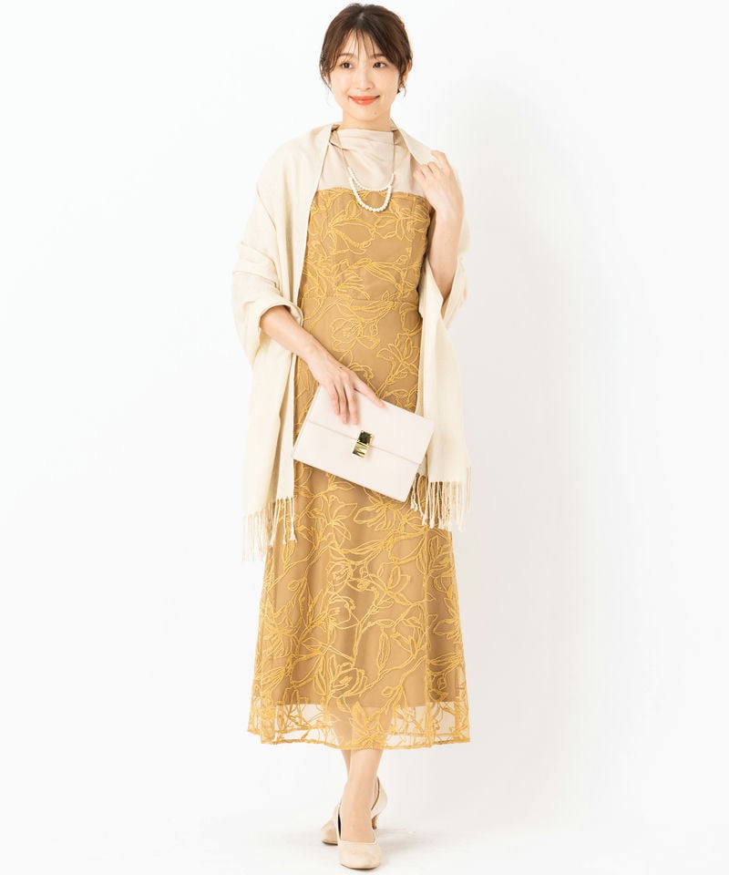 LAGUNAMOON ラグナムーン LADYモール刺繍ドッキングドレス イエロー系
