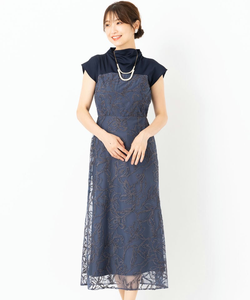 LAGUNAMOON ラグナムーン LADYモール刺繍ドッキングドレス ネイビー系
