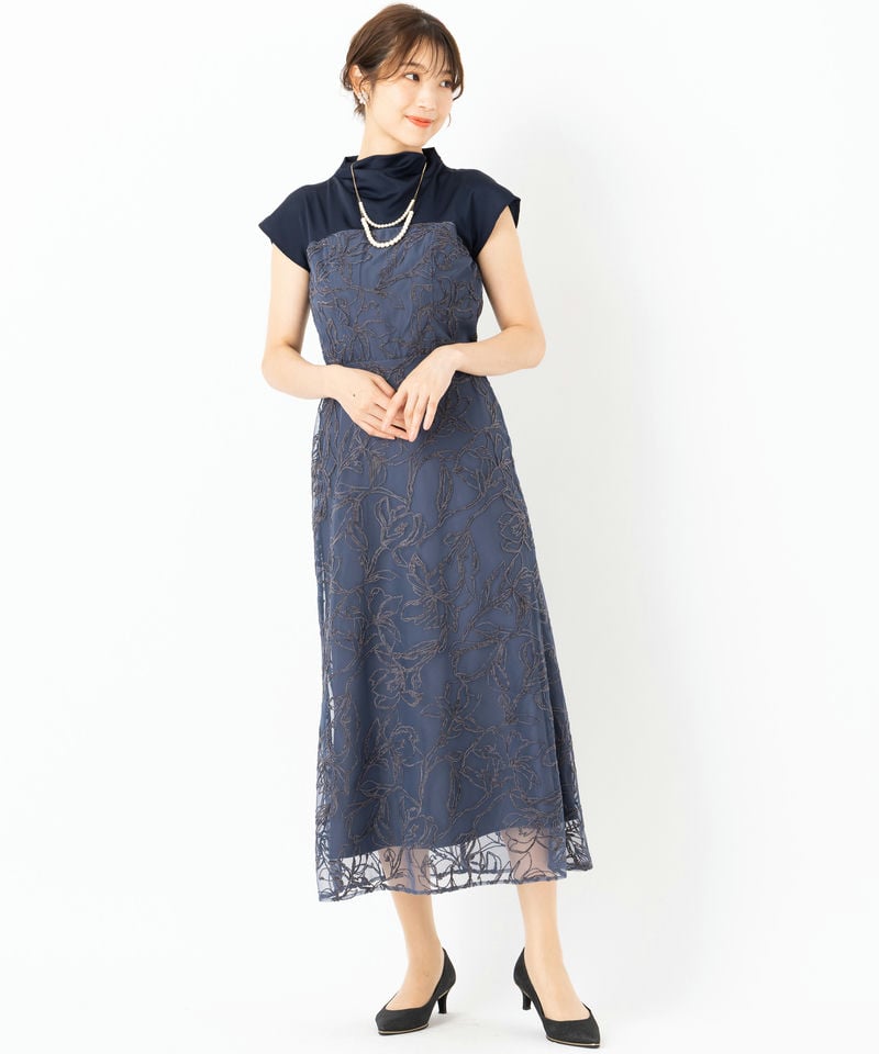 LAGUNAMOON ラグナムーン LADYモール刺繍ドッキングドレス ネイビー系