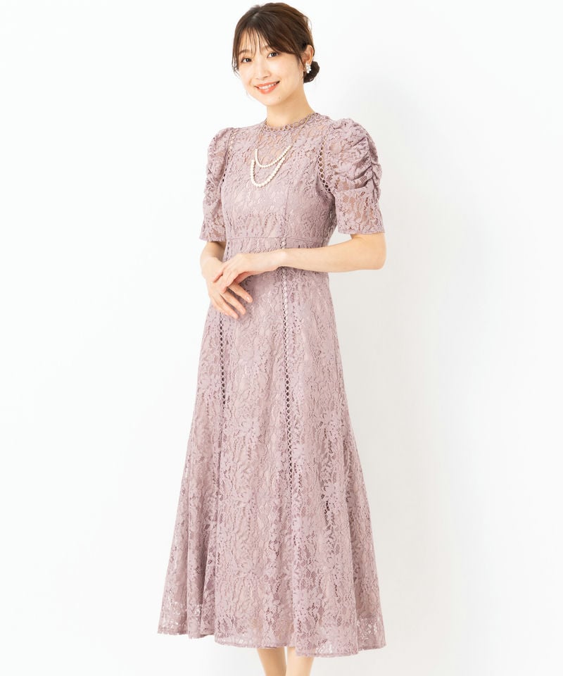 MERCURYDUO マーキュリーデュオ ハシゴレース切替パフスリーブドレス