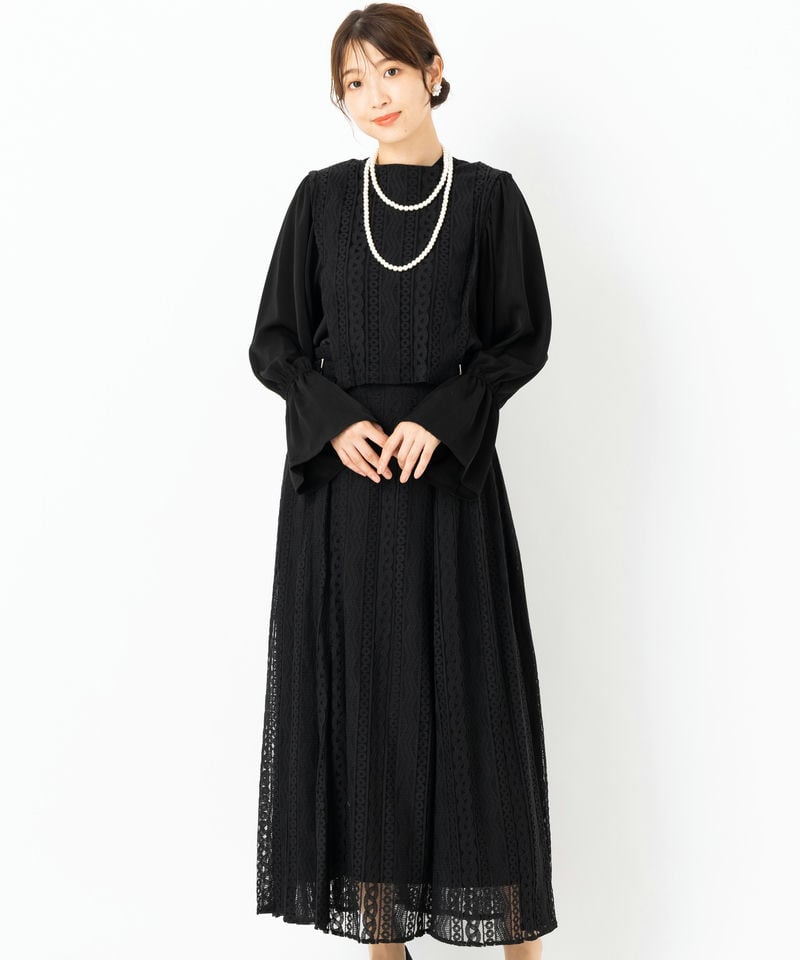 HARE ハレ 2WAYシアーレイヤードジャガードドレス ネイビー系 | 結婚式