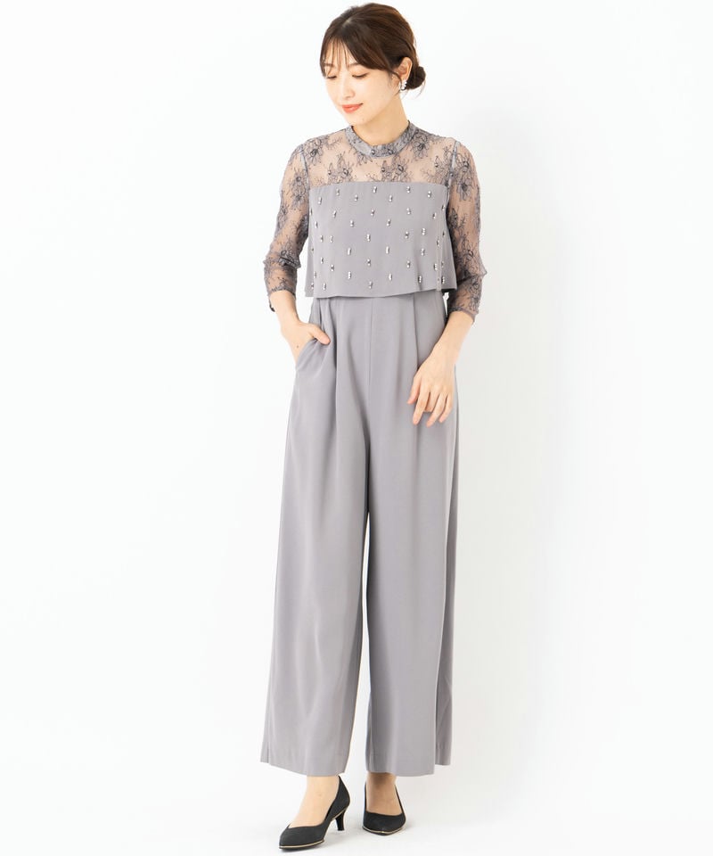 GRACE CONTINENTAL グレースコンチネンタル 刺繍ワイドサロペット