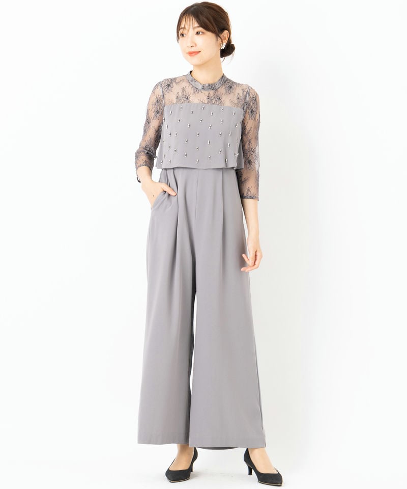 GRACE CONTINENTAL グレースコンチネンタル 刺繍ワイドサロペット