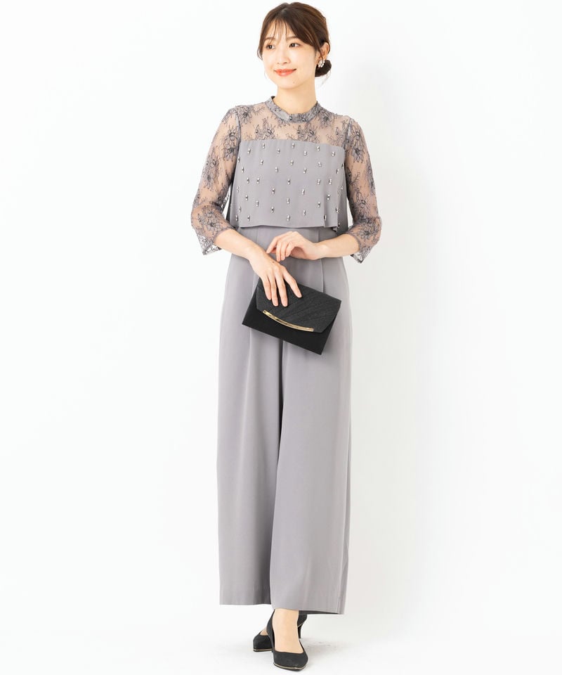 GRACE CONTINENTAL グレースコンチネンタル 刺繍ワイドサロペット