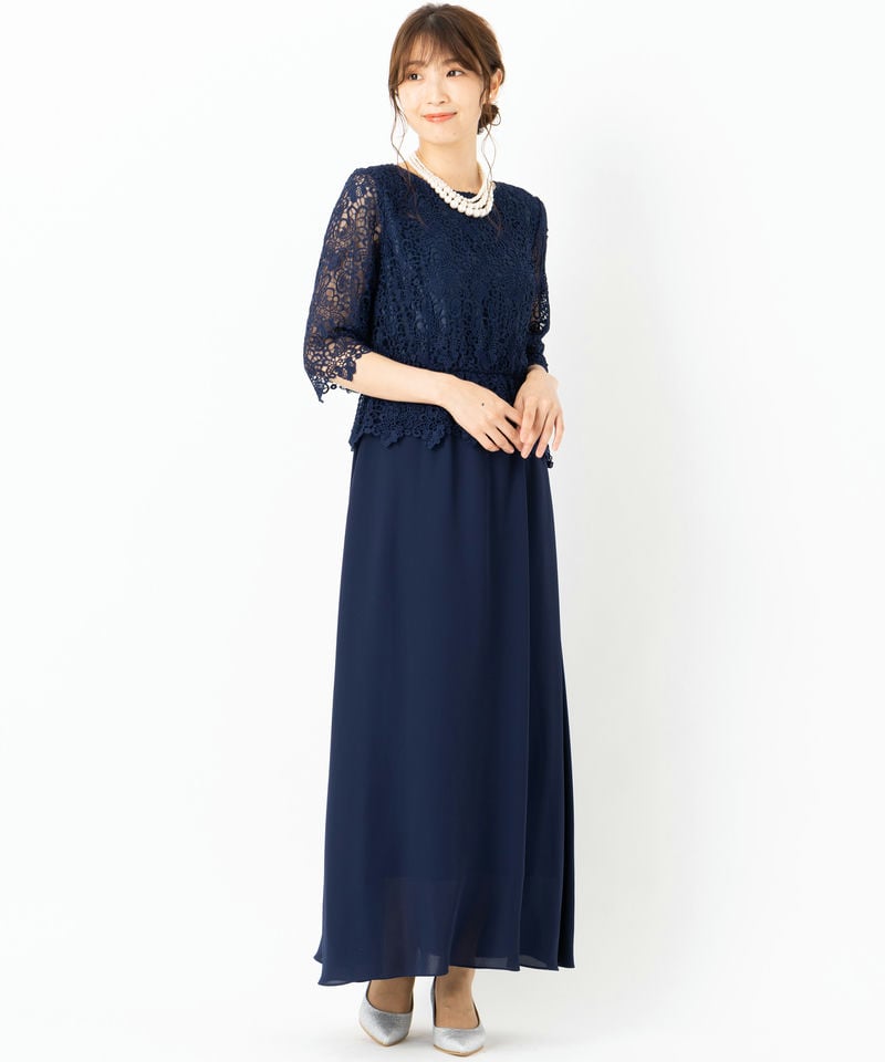 form forma 【マザーズドレス】フォルムフォルマ レース×シフォン袖