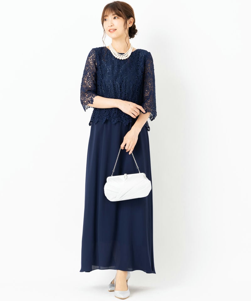 form forma 【マザーズドレス】フォルムフォルマ レース×シフォン袖