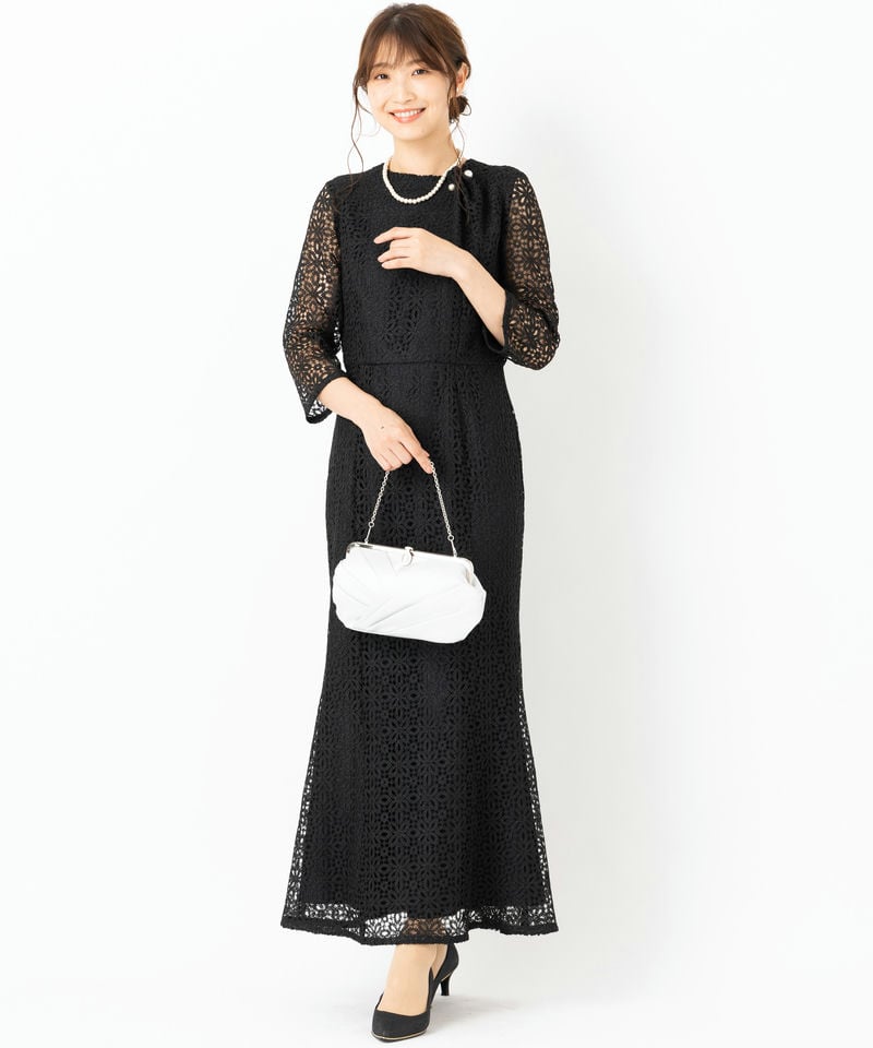 kaene 【マザーズドレス】カエン ラメクロシェドレス ブラック系