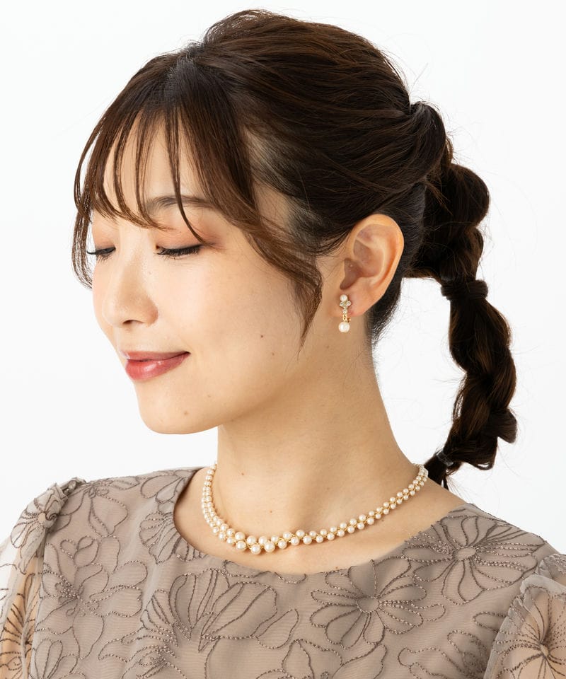 Aimer エメ【セット】パール編みネックレス+イヤリング その他 x