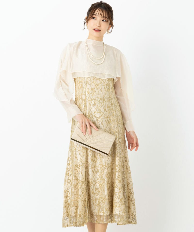 Aimer エメ 2WAYリボンブラウス付マーメイドラインドレス グリーン系