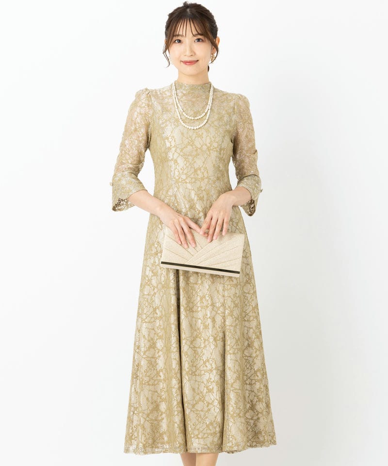 Aimer エメ グリッターチュールフロントギャザーレースアップドレス