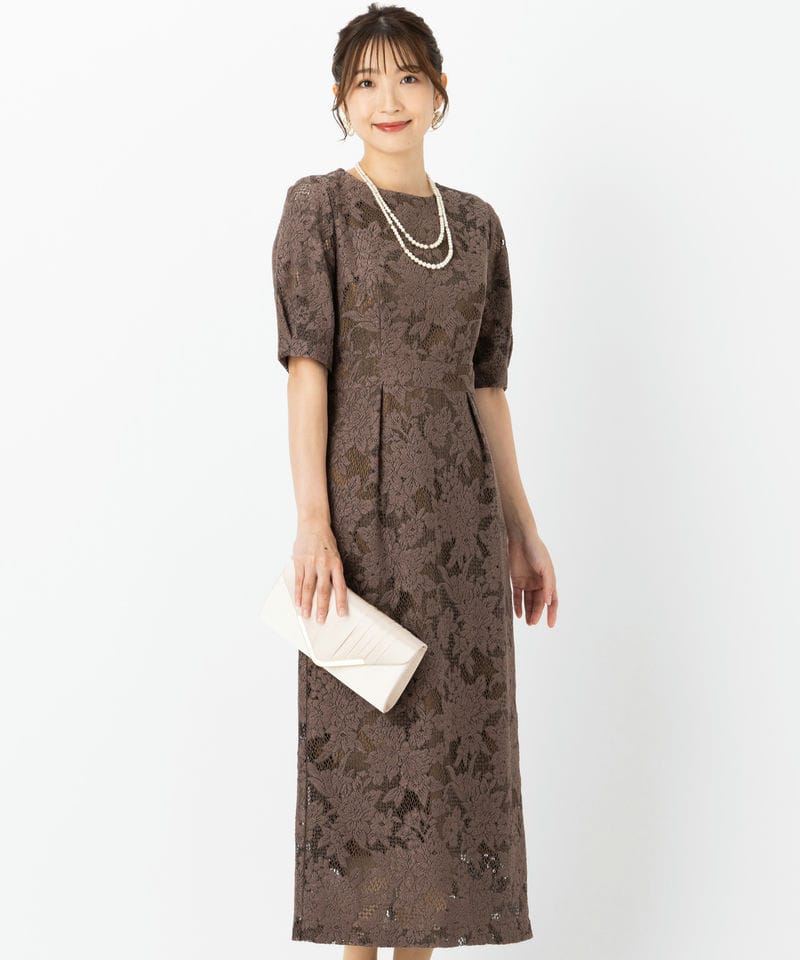 kaene カエン フロッキーベロア2wayドレス ブラウン系 | 結婚式