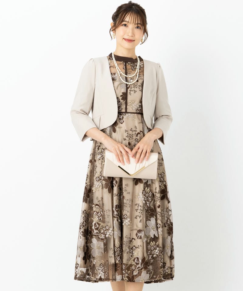 FRAY I.D フレイアイディー コードフラワーレースドレス レッド系