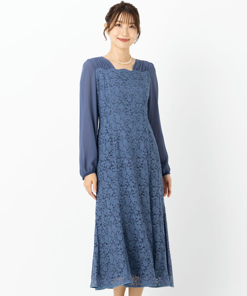 CELFORD セルフォード レースマーメイドワンピースドレス ブルー系