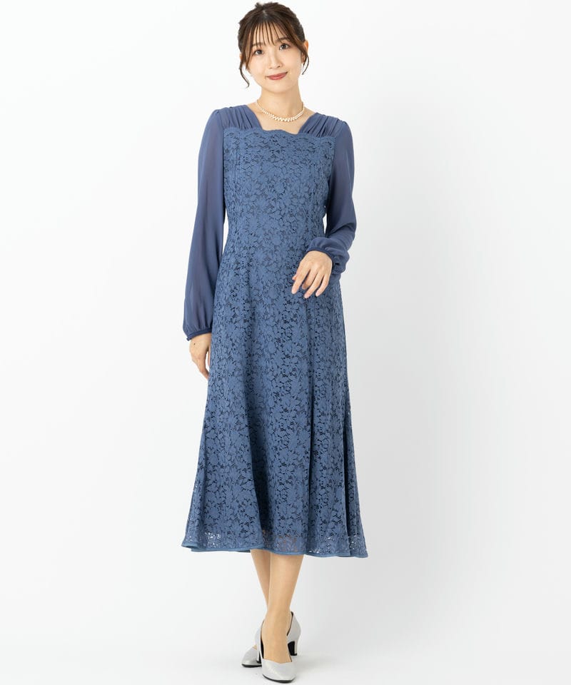 CELFORD セルフォード レースマーメイドワンピースドレス ブルー系