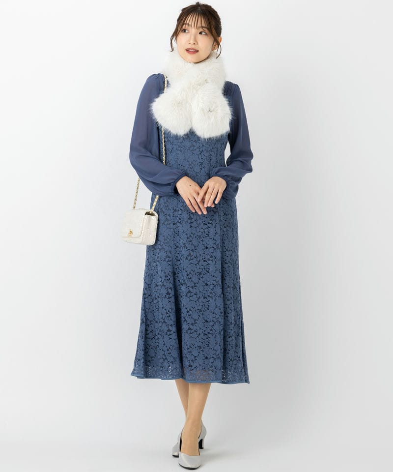 CELFORD セルフォード レースマーメイドワンピースドレス ブルー系