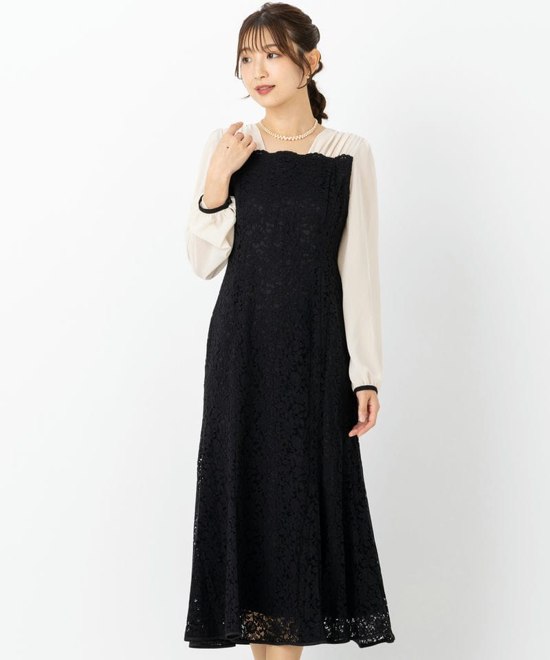 【CELFORD】ドレスラボ　レースワンピース　マーメイド　結婚式　二次会　黒 CELFORD セルフォード レースマーメイドワンピースドレス ブラック系