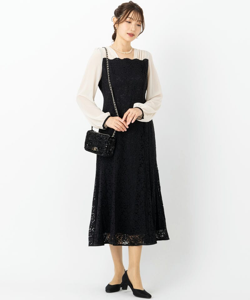 CELFORD セルフォード レースマーメイドワンピースドレス ブラック系