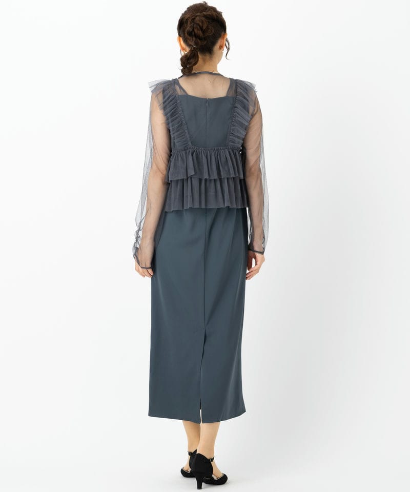 et.UNiVER エト.ユニヴェール フリルベストペンシルドレス ブルー系