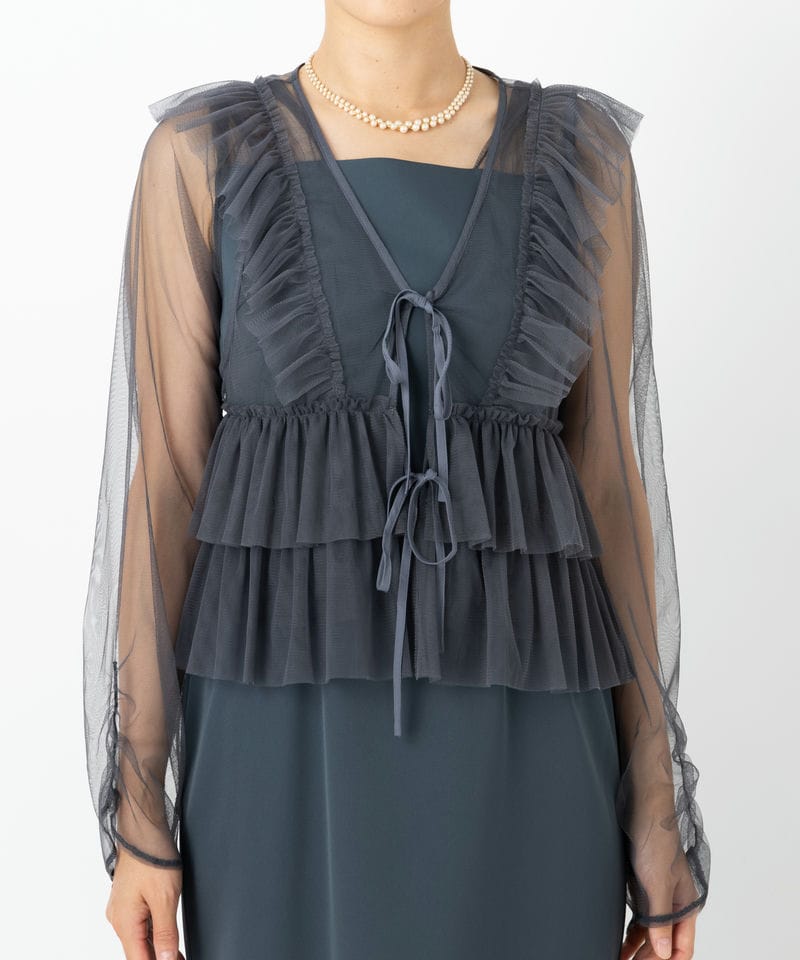 et.UNiVER エト.ユニヴェール フリルベストペンシルドレス ブルー系