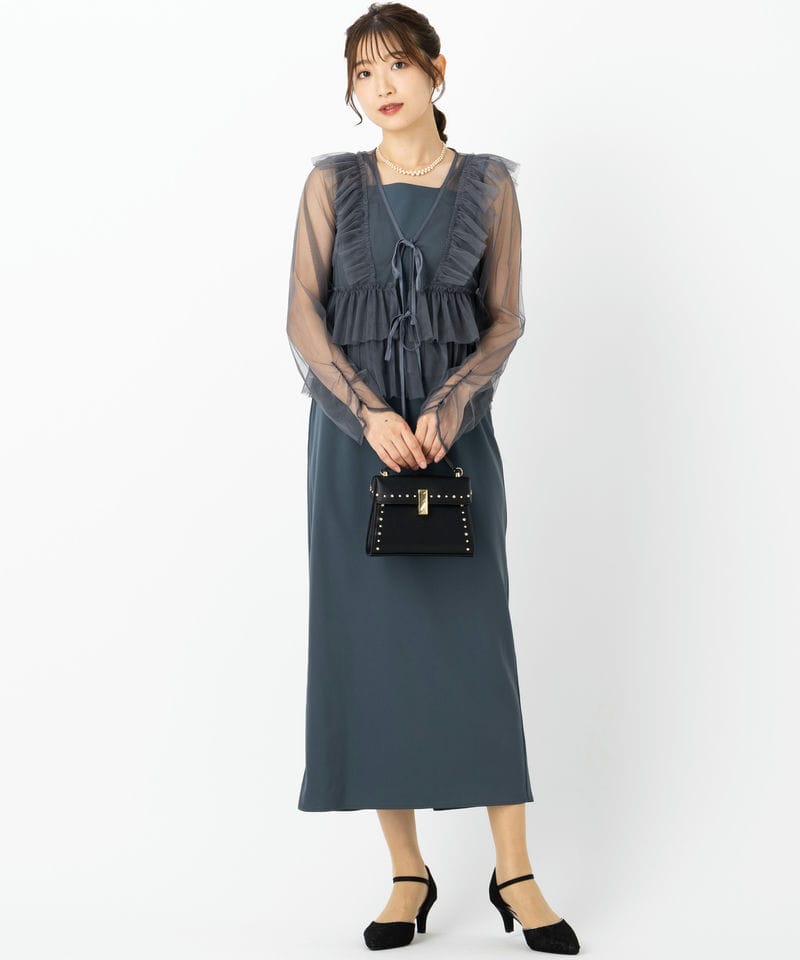 et.UNiVER エト.ユニヴェール フリルベストペンシルドレス ブルー系