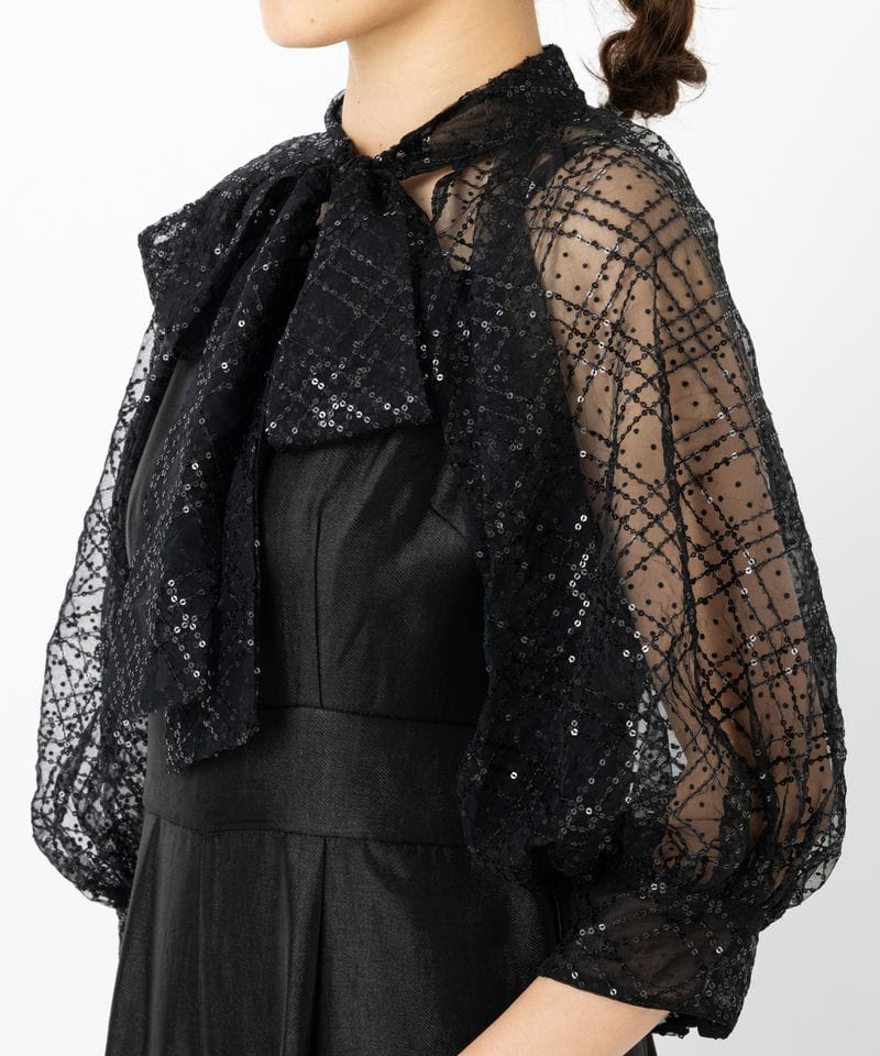 Leja レジャ ドット柄スパンコールボレロオールインワン ブラック系