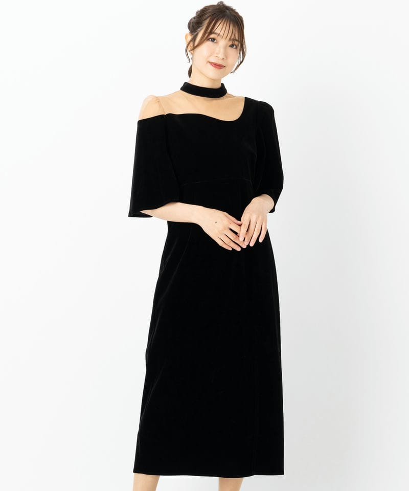 CELFORD セルフォード シャイニーシフォンケープドレス ブラック系