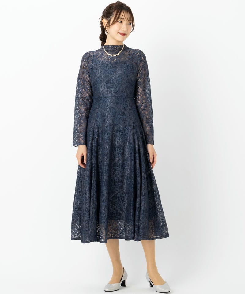 RUIRUE BOUTIQUE ルイルエブティック 配色レースフレアワンピース