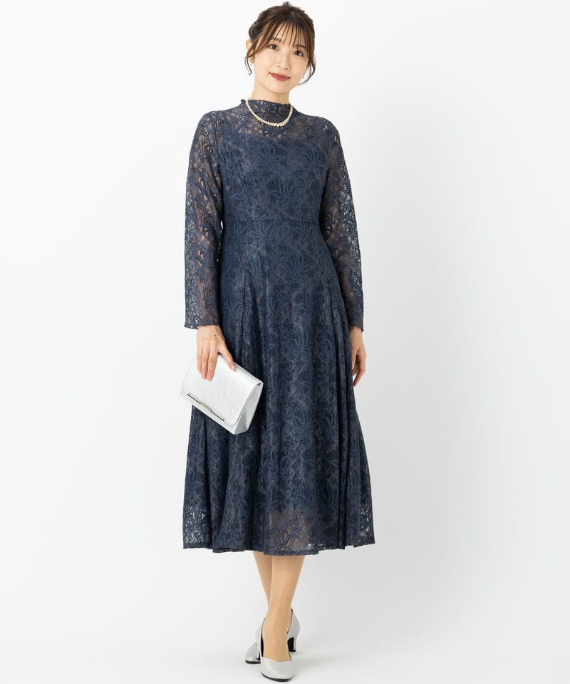 RUIRUE BOUTIQUE ルイルエブティック 配色レースフレアワンピース