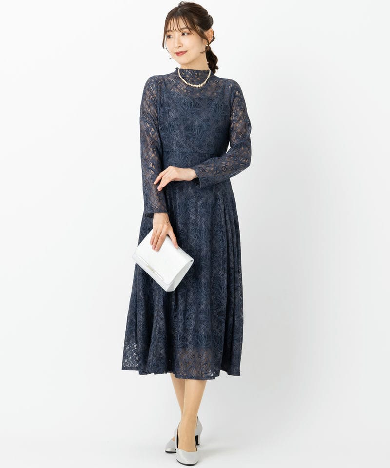 RUIRUE BOUTIQUE フレアワンピースドレス Lサイズ結婚式、披露宴 RUIRUE BOUTIQUE ルイルエブティック 配色レースフレアワンピース