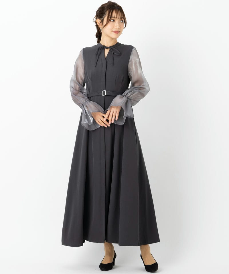 HARE ハレ 2WAYシアーフレアスリーブドレス グレー系 | 結婚式