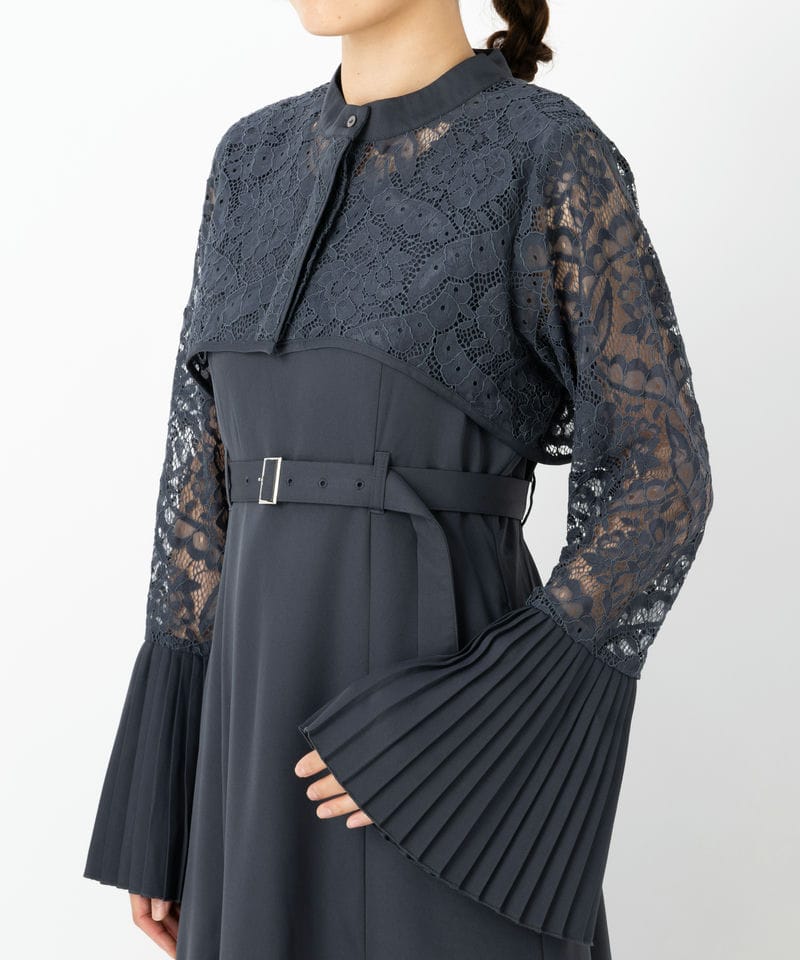 HARE ソデプリーツレースワンピース　オケージョン　ドレス　結婚式 HARE（ハレ）の「【OCCASION SERIES LADIES】ソデプリーツレース