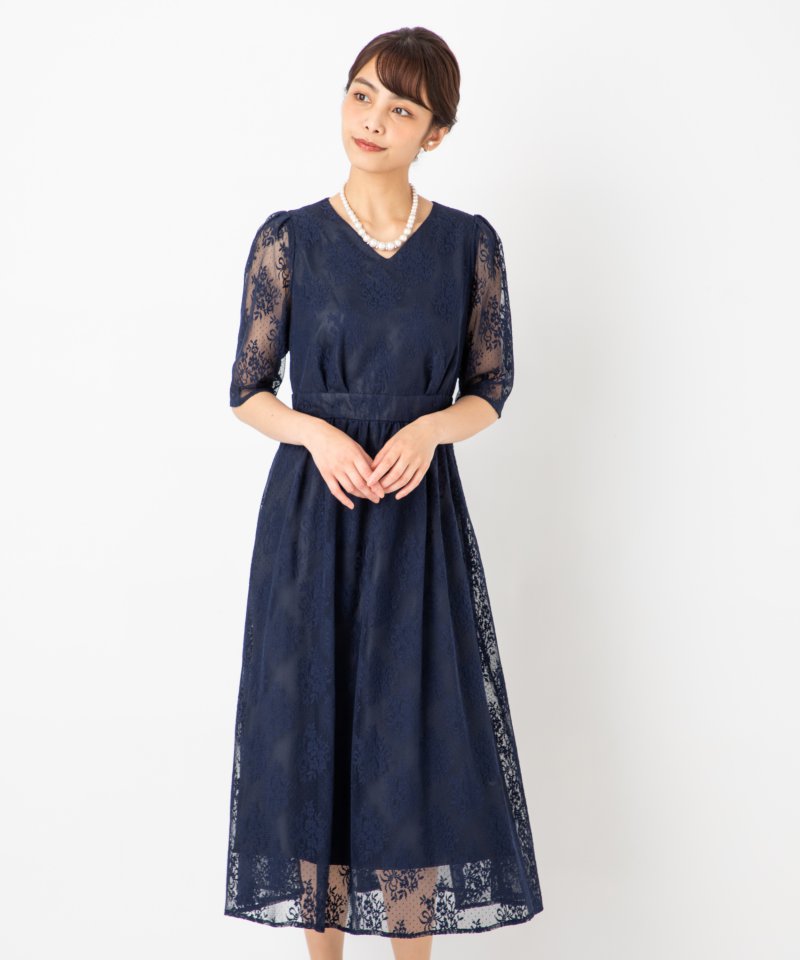 Aimer エメ フラワーブーケレースドレス ネイビー系 | 結婚式