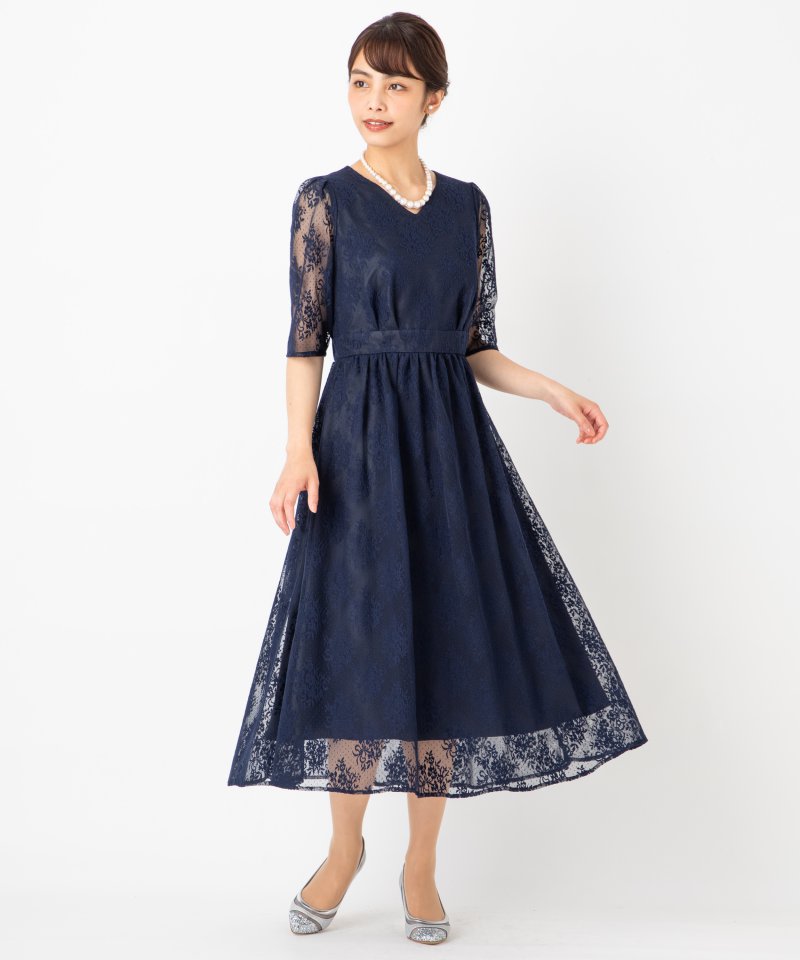 Aimer エメ フラワーブーケレースドレス ネイビー系 | 結婚式