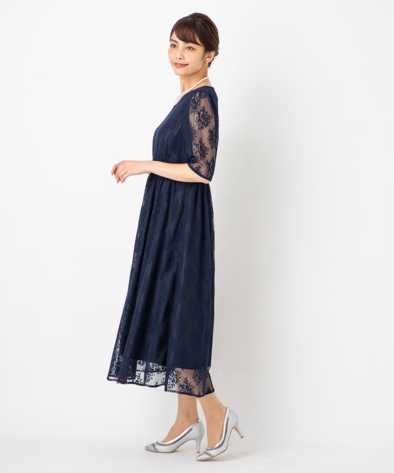 aimeranche ネイビー レース パーティードレス Aimer エメ フラワーブーケレースドレス ネイビー系 | 結婚式