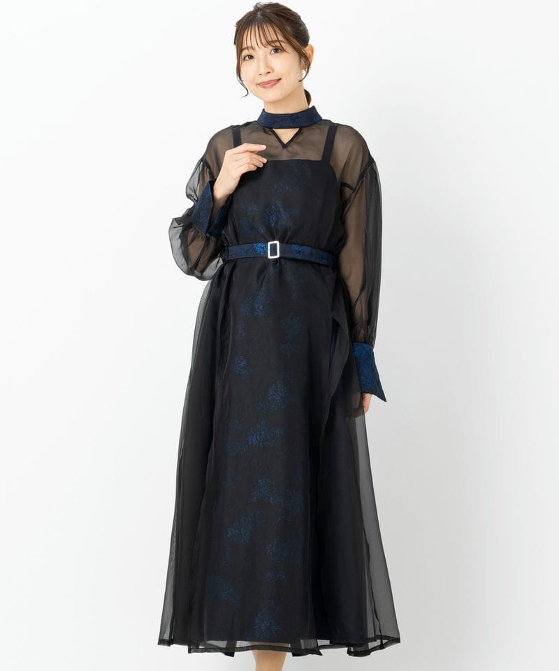 HARE ハレ マルチWAYジャガードシアードレス ネイビー系 | 結婚式