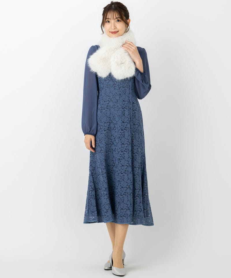 CELFORD セルフォード ビジューブローチ付きフェイクファーティペット