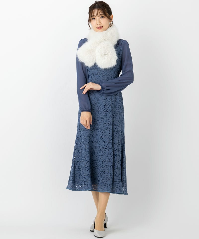 CELFORD セルフォード ビジューブローチ付きフェイクファーティペット