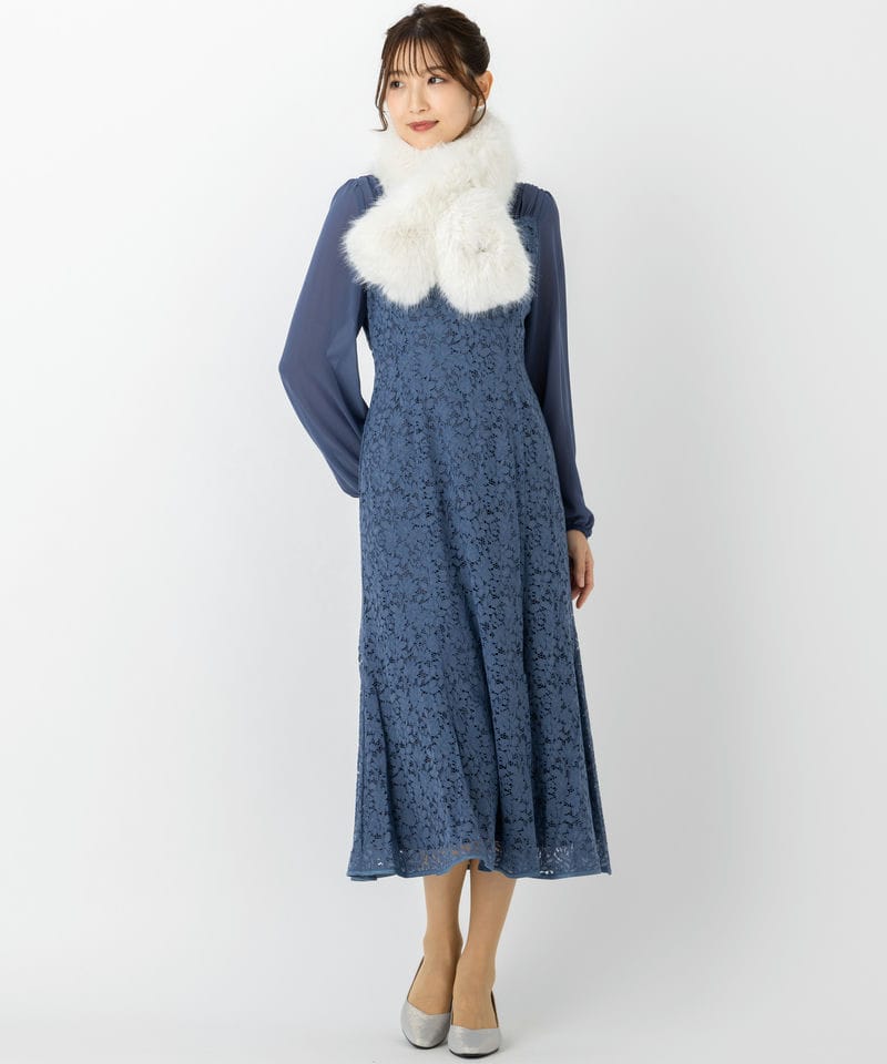 CELFORD セルフォード ビジューブローチ付きフェイクファーティペット