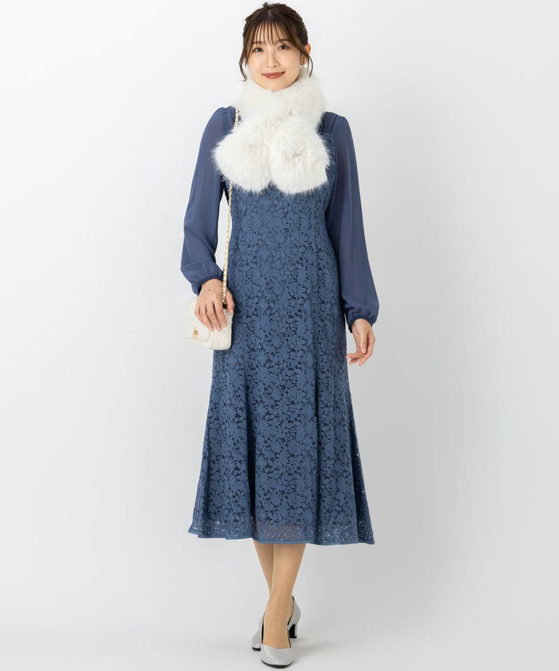 CELFORD セルフォード ビジューブローチ付きフェイクファーティペット