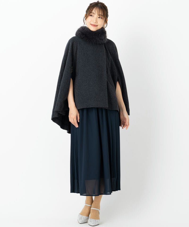 SNIDEL スナイデル ショートケープコート グレー系 | 結婚式パーティー SNIDEL スナイデル ショートケープコート グレー系 | 結婚式パーティー