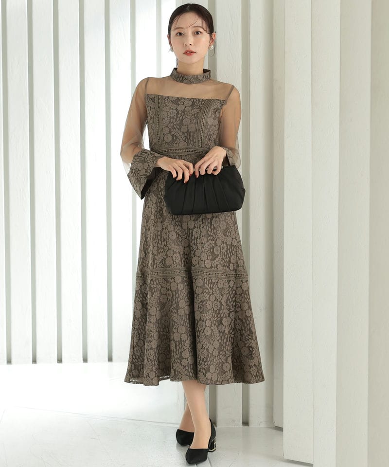 SNIDEL スナイデル シャイニーレースドレス ブラック系 | 結婚式