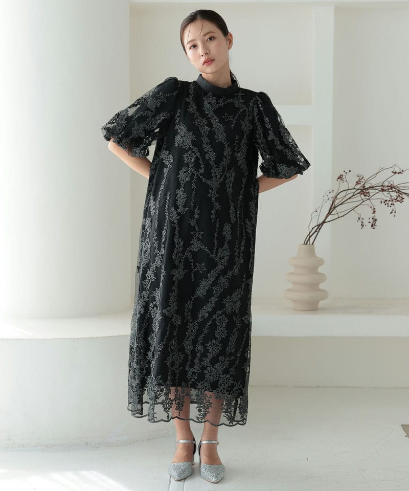 Select Shop エンブロイダリーIラインドレス ブラック系 | 結婚式