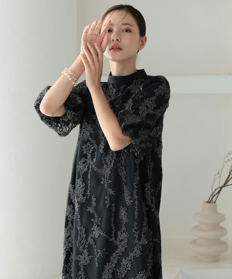 Select Shop エンブロイダリーIラインドレス ブラック系 | 結婚式