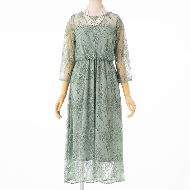 apart by lowrys アパートバイローリーズ 配色刺繍レースドレス ピンク