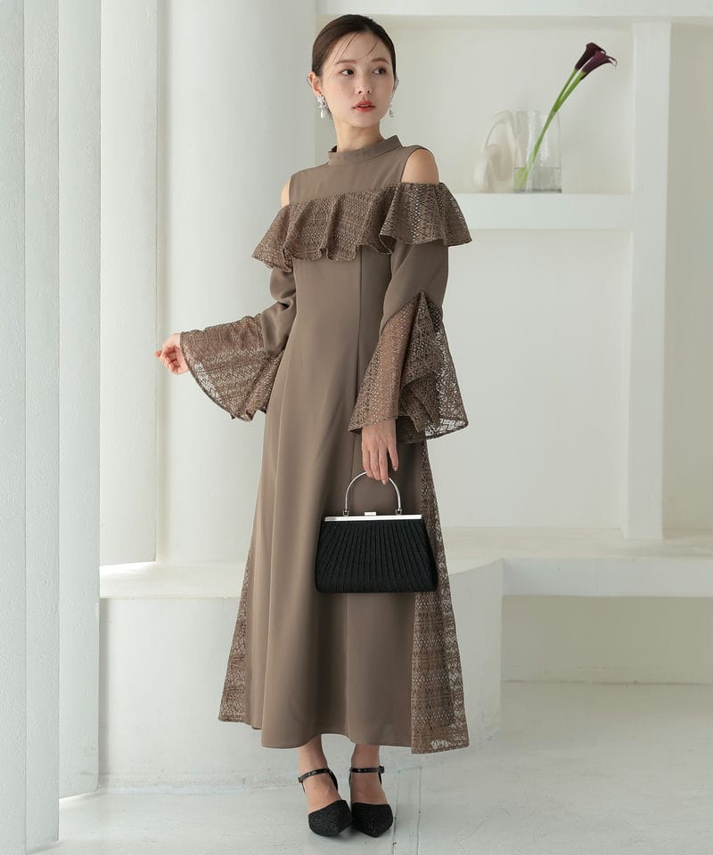 anuans アニュアンス エンブロイダリーレースケープセットドレス